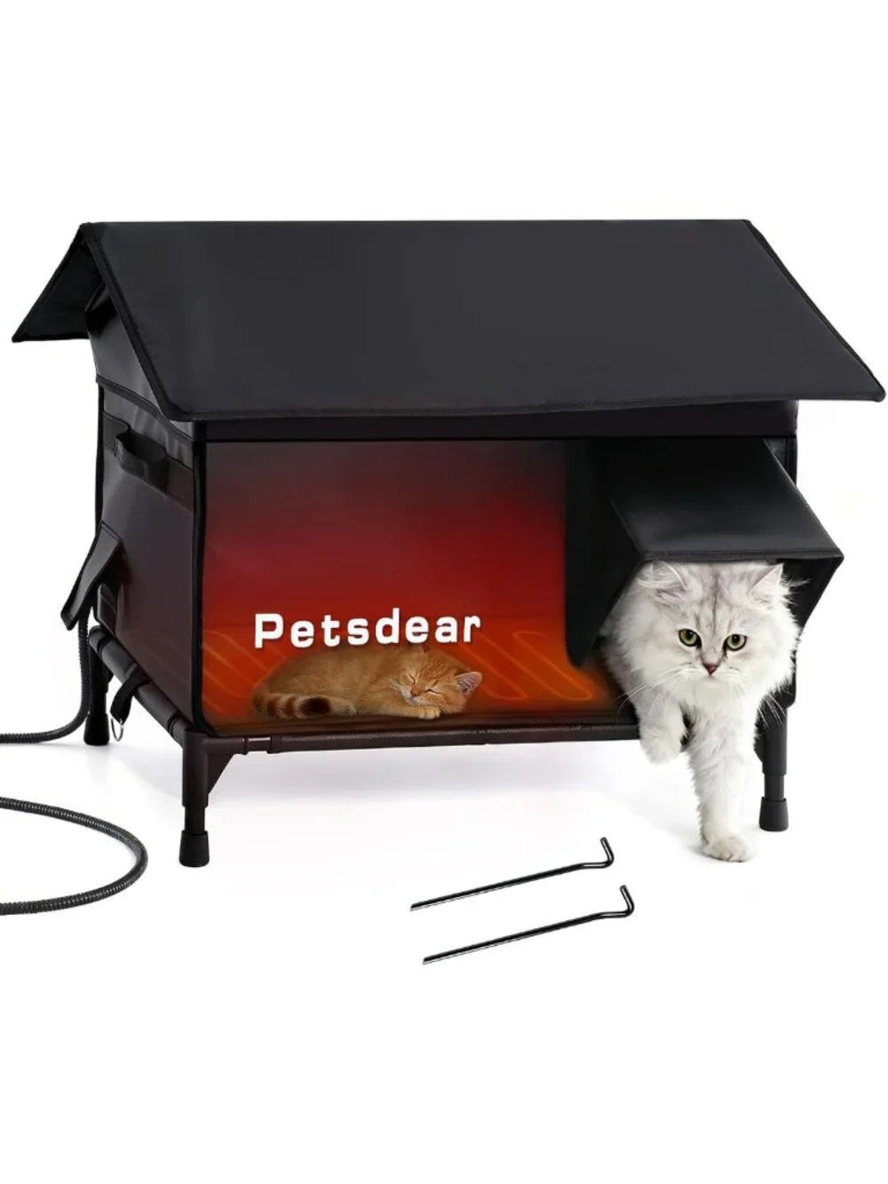 Large Heated Outdoor Cat House - Weatherproof Shelter for Multiple Cats, Cozy